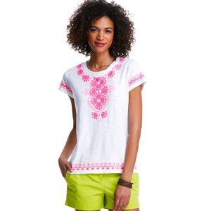 Vineyard Vines Neon Beach Floral Cap Sleeve Tee